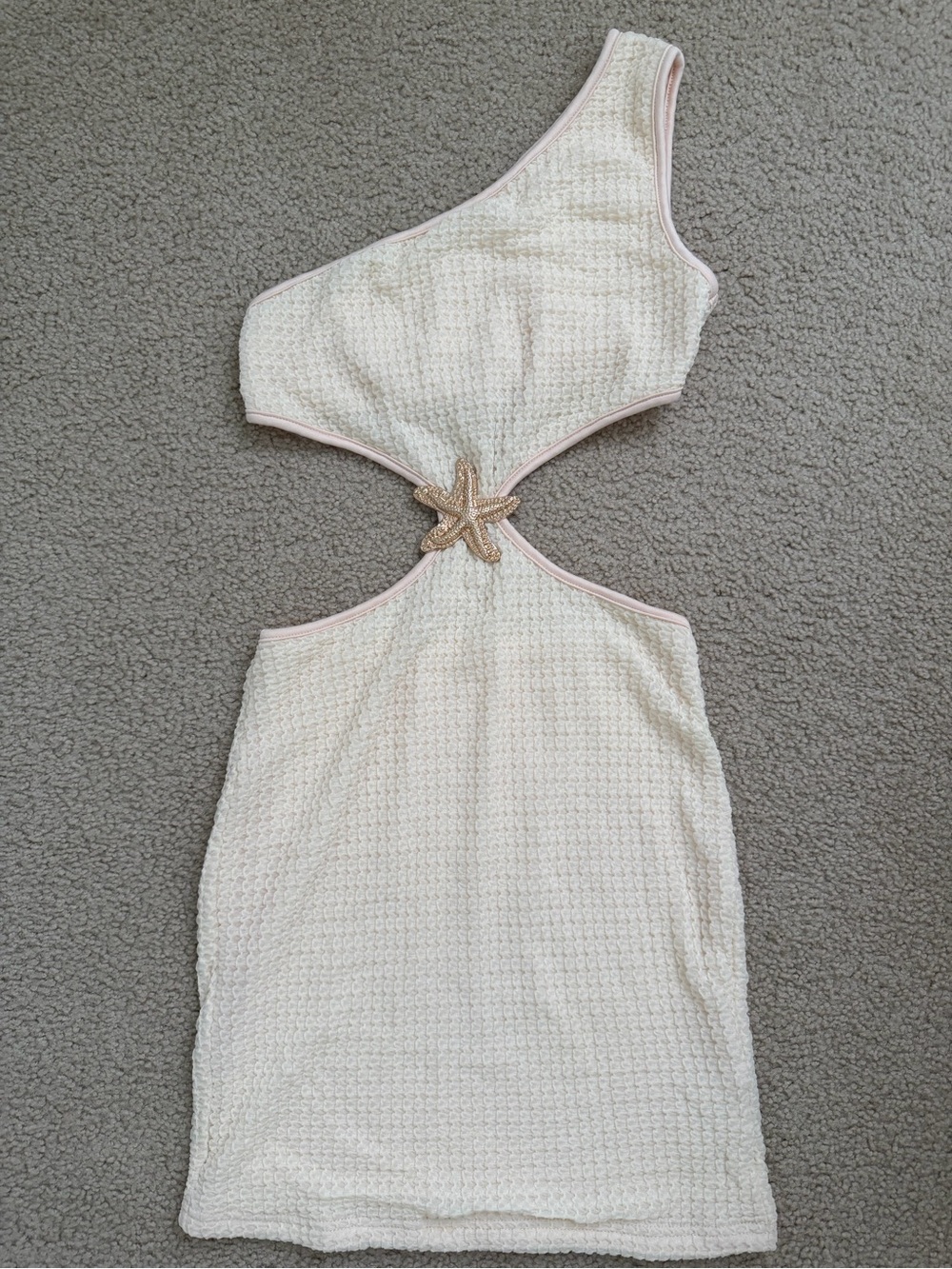 New! One-Shoulder Cutout Mini Dress with Starfish Accent - Size Sm